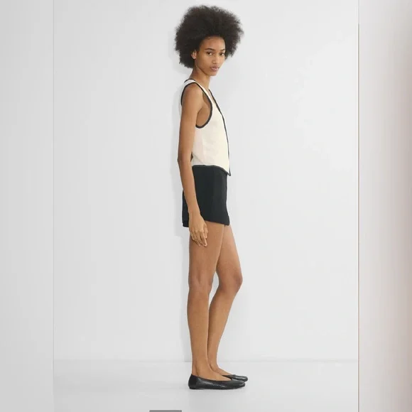 NWT Aritzia Wilfred Basque Sweater Vest in Lt Birch/ Dk Nght Nv Size Medium